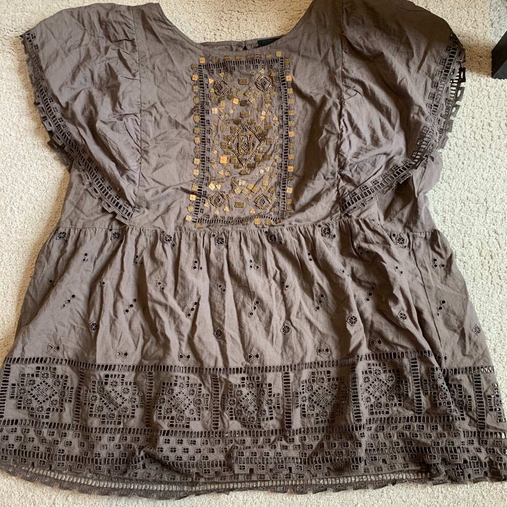 Torrid Embellished Voile Peasant Blouse